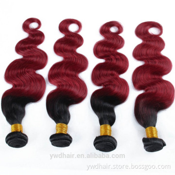 7A Ombre Color Malaysia Body Wave 3 /4 Bundles unprocessed Malaysia virgin hair Ombre Peruvian hair T1B/Burg Human Hair Weave